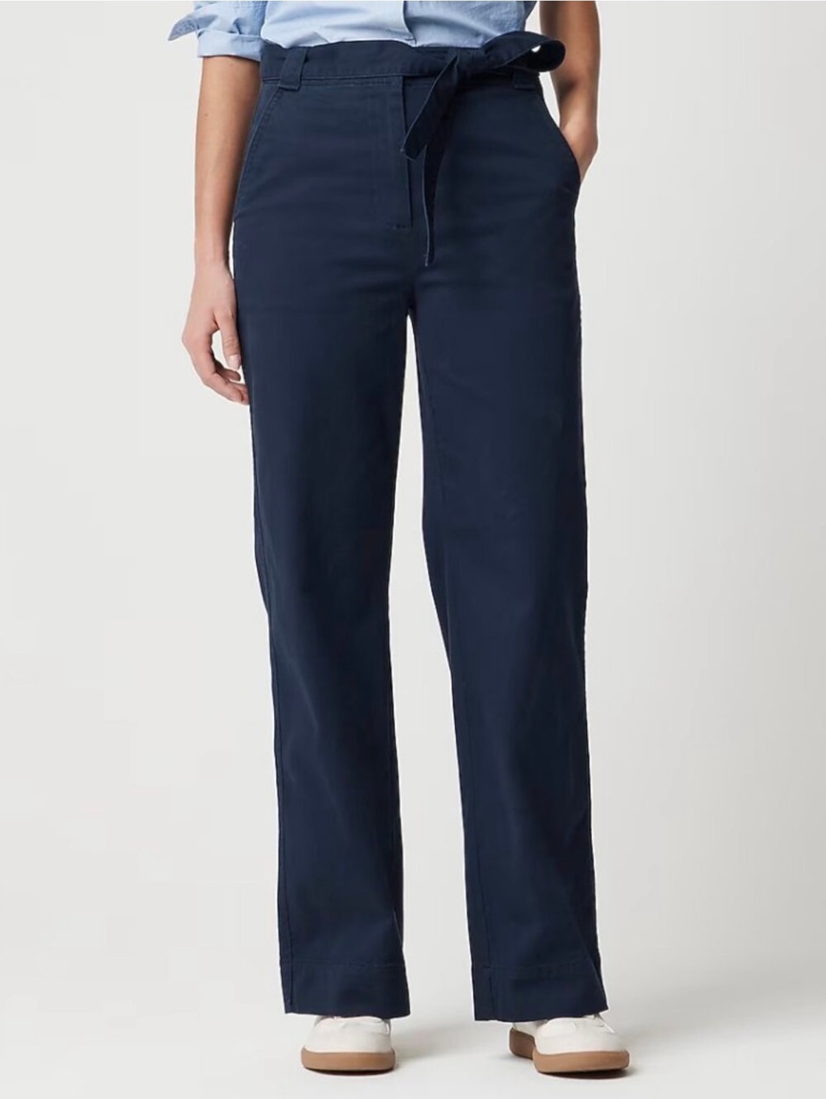Nwot J.Crew Factory Twill Wide-Leg Tie-Waist Chino Pant In Navy Blue Size 00